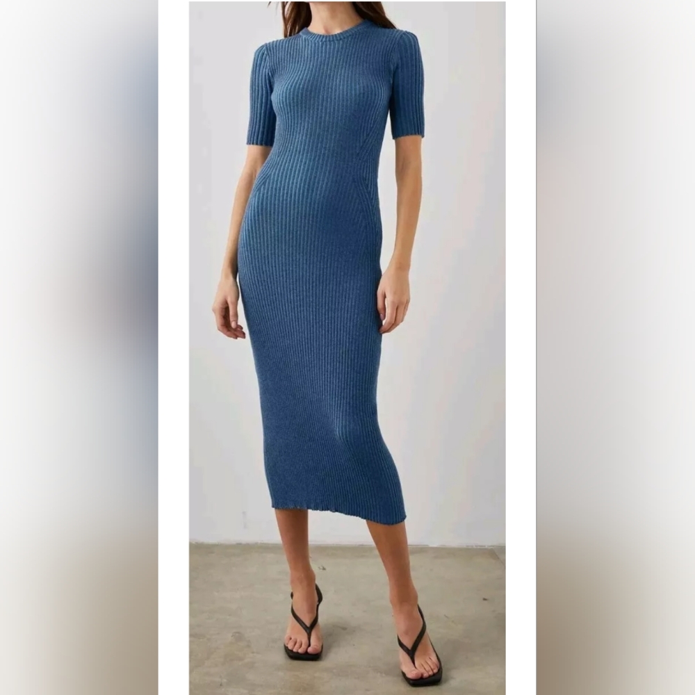Rails GENESIS Cut-Out Back Ribbed  Dress Cotton/Cashmere Lake Melange